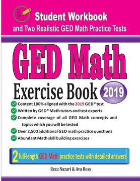 portada GED Math Exercise Book: Student Workbook and Two Realistic GED Math Tests (en Inglés)