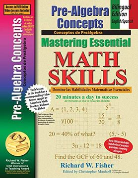 portada Pre-Algebra Concepts: Bilingual Edition, English-Spanish: Mastering Essential Math Skills