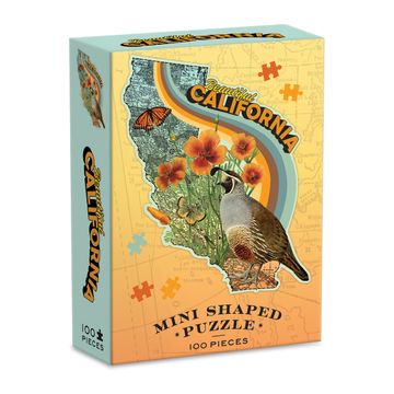 portada Wendy Gold California Shaped Mini Puzzle, 100 Pieces, 8” x 9. 75” - Die-Cut Jigsaw Puzzle Featuring art by Bestselling Artist Wendy Gold - Makes a Great Gift Idea