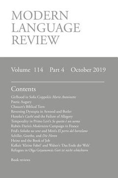 portada Modern Language Review (114: 4) October 2019 (en Inglés)