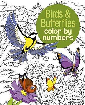 portada Birds & Butterflies Color by Numbers: 9 (Arcturus Color by Numbers Collection) (in English)