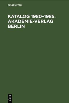 portada Katalog 1980¿ 1985. Akademie-Verlag Berlin (en Alemán)
