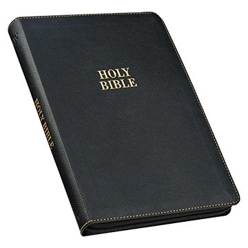 portada Kjv Holy Bible, Thinline Large Print Faux Leather red Letter Edition - Thumb Index & Ribbon Marker, King James Version, Black, Zipper Closure (in English)