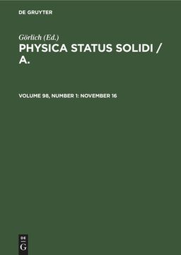 portada Physica Status Solidi / a. , Volume 98, Number 1, November 16 (en Inglés)