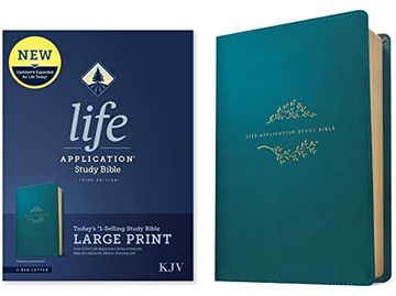 portada Kjv Life Application Study Bible, Third Edition, Large Print (Red Letter, Leatherlike, Teal Blue) 