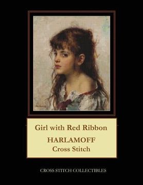 portada Girl with Red Ribbon: Harlamoff Cross Stitch Pattern (en Inglés)