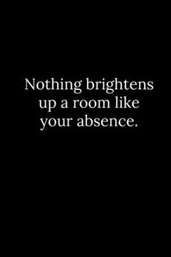 portada Nothing brightens up a room like your absence. (in English)