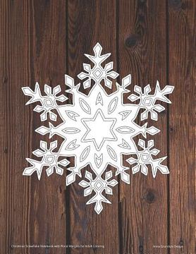 portada Christmas Snowflake Notebook with Floral Margins for Adult Coloring