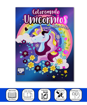 portada COLOREANDO UNICORNIOS CON ACTIVIDADES