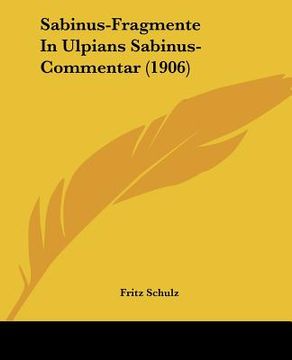 portada sabinus-fragmente in ulpians sabinus-commentar (1906) (en Inglés)