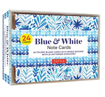 portada Blue & White Note Cards - 24 Cards: 24 Blank Cards in 8 Unique Designs With 25 Patterned Envelopes 