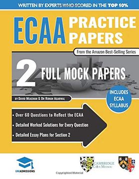 portada Ecaa Practice Papers: 2 Full Mock Papers, 70 Questions in the Style of the Ecaa, Detailed Worked Solutions for Every Question, Detailed Essay Plans, Economics Admissions Assessment, Uniadmissions (in English)