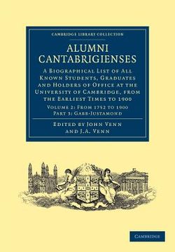 portada Alumni Cantabrigienses 2 Volume Set: Alumni Cantabrigienses - Volume 2: Part 3 (Cambridge Library Collection - Cambridge) (en Inglés)