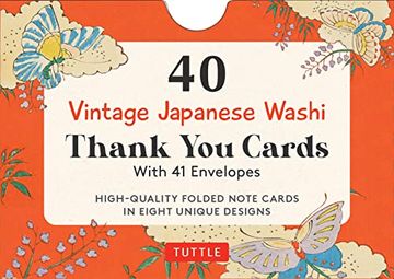 portada 40 Thank you Cards in Vintage Japanese Washi Designs: 4 1 (en Inglés)