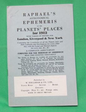 portada Raphael's Astronomical Ephemeris With Tables of Houses for London, Liverpool and new York 1912