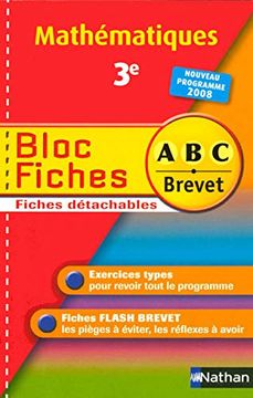 portada Mes Fiches abc du Brevet; Mathématiques; 3Ème; Bloc Fiches (Édition 2008)