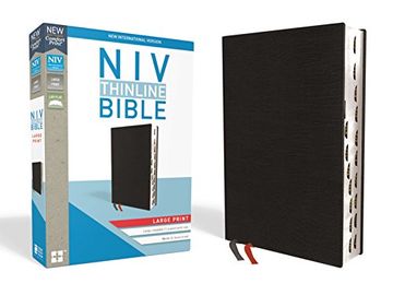 portada Niv, Thinline Bible, Large Print, Bonded Leather, Black, Indexed, red Letter Edition (en Inglés)