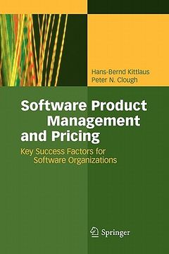 portada software product management and pricing: key success factors for software organizations (en Inglés)