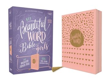 portada Holy Bible: New International Version, Beautiful Word Bible for Girls, Pink, Leathersoft, Zippered, red Letter, Comfort Print: 600+ Full-Color Illustrated Verses (in English)