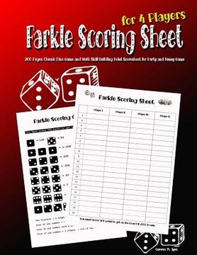 portada Farkle Scoring Sheet for 4 Players: 200 Pages Classic Dice Game and Math Skill Building Point Scoresheet for Party and Funny Game (en Inglés)