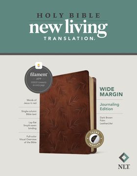 portada NLT Wide Margin Bible, Filament-Enabled Edition (Leatherlike, Dark Brown Palm, Indexed, Red Letter) (en Inglés)