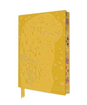 portada Klimt: The Kiss 2025 Artisan art Vegan Leather Diary Planner - Page to View With Notes