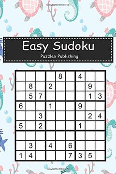 portada Easy Sudoku: Sudoku Puzzle Game for Beginers With Cute Fish sea Horse and Turtle Cover (en Inglés)