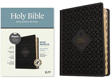 portada Kjv Wide Margin Bible, Filament Enabled Edition (Red Letter, Hardcover Leatherlike, Ornate Tile Black, Indexed) (en Inglés)