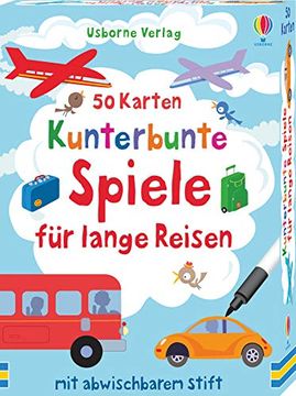 portada 50 Karten: Kunterbunte Spiele für Lange Reisen: Mit Abwischbarem Stift (in German)