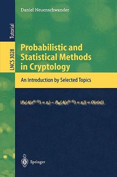 portada probabilistic and statistical methods in cryptology: an introduction by selected topics (en Inglés)