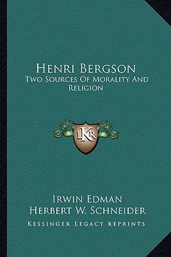 portada henri bergson: two sources of morality and religion (in English)