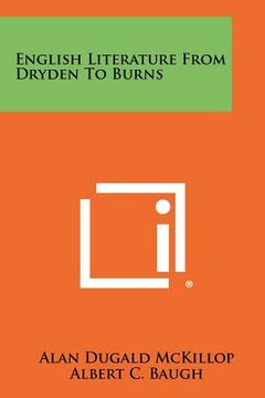 portada english literature from dryden to burns (en Inglés)