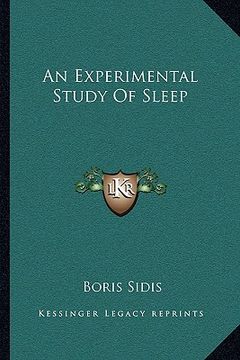 portada an experimental study of sleep