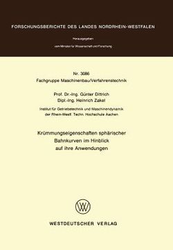 portada Krümmungseigenschaften Sphärischer Bahnkurven Im Hinblick Auf Ihre Anwendungen (in German)