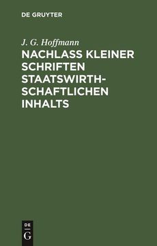 portada Nachlass Kleiner Schriften Staatswirthschaftlichen Inhalts (in German)
