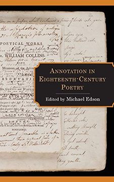 portada Annotation in Eighteenth-Century Poetry (Studies in Text & Print Culture) (in English)