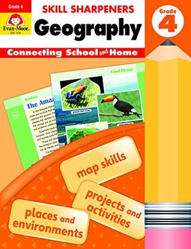 portada Evan-Moor Skill Sharpeners: Geography, Grade 4 Activity Book - Supplemental At-Home Resource Geography Skills Workbook 
