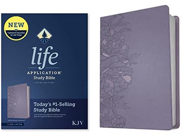 portada Kjv Life Application Study Bible, Third Edition (Red Letter, Leatherlike, Peony Lavender) 