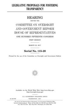 portada Legislative proposals for fostering transparency