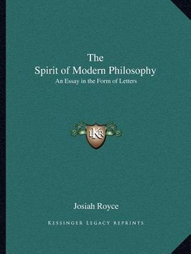 portada the spirit of modern philosophy: an essay in the form of letters (en Inglés)