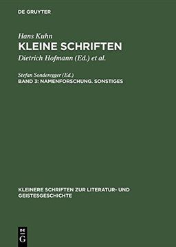 portada Kleine Schriften, Band 3, Namenforschung. Sonstiges (Kleinere Schriften Zur Literatur- Und Geistesgeschichte) (German Edition)