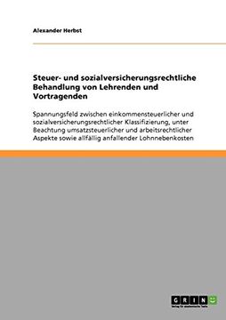 portada Steuer- und sozialversicherungsrechtliche Behandlung von Lehrenden und Vortragenden (German Edition)