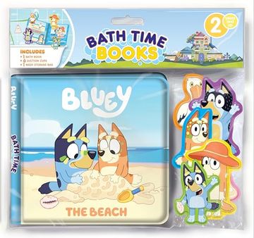 Bluey the Beach Bath Time Books - Activity Books for Kids, Bath Book, 6 Padded Suction Cups, 1 Mesh bag (en Inglés)