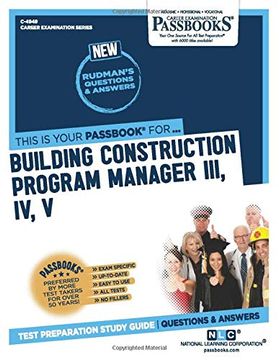 portada Building Construction Program Manager Iii, iv, v (en Inglés)