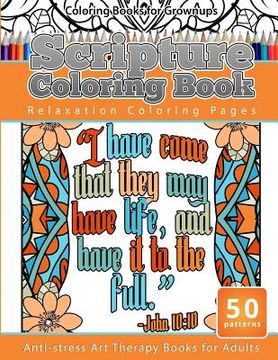 portada Coloring Books for Grownups Scripture Coloring Book: Relaxation Coloring Pages Anti-Stress Art Therapy Books for Adults