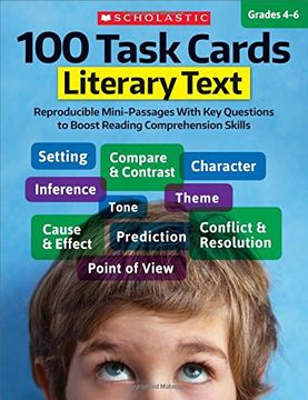 portada 100 Task Cards: Literary Text: Reproducible Mini-Passages With Key Questions to Boost Reading Comprehension Skills (in English)