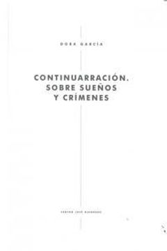 portada Dora García, Continuarración : sobre sueños y crímenes