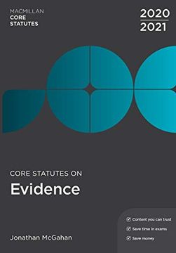 portada Core Statutes on Evidence 2020-21 (Macmillan Core Statutes) (en Inglés)