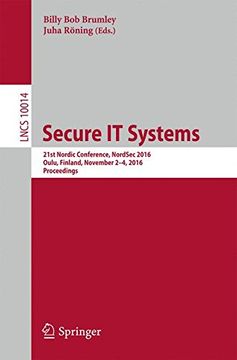 portada Secure IT Systems: 21st Nordic Conference, NordSec 2016, Oulu, Finland, November 2-4, 2016. Proceedings (Lecture Notes in Computer Science)