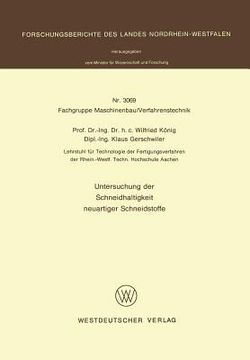 portada Untersuchung Der Schneidhaltigkeit Neuartiger Schneidstoffe (in German)
